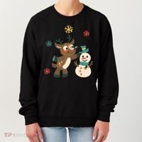 Cute Winter Reindeer Snowman Best Friends Women's Sweatshirt thumb 0