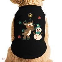 Cute Winter Reindeer Snowman Best Friends Doggie Tank thumb 0