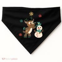 Cute Winter Reindeer Snowman Best Friends USA-Made Doggie Bandana thumb 0