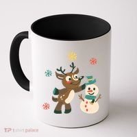 Cute Winter Reindeer Snowman Best Friends Coffee Mug thumb 0