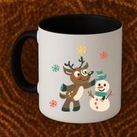 Cute Winter Reindeer Snowman Best Friends Coffee Mug thumb 2