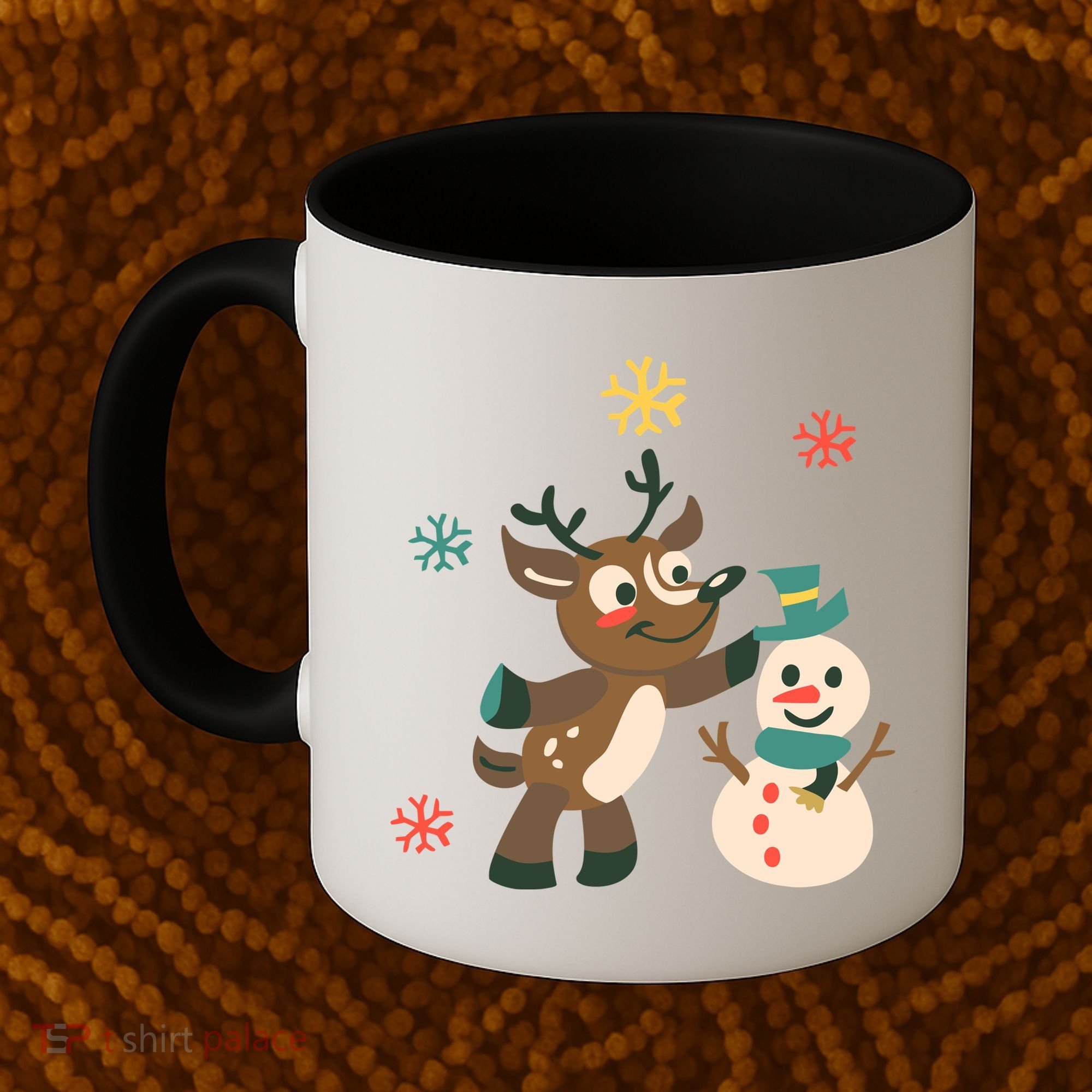 Cute Winter Reindeer Snowman Best Friends Coffee Mug