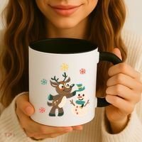 Cute Winter Reindeer Snowman Best Friends Coffee Mug thumb 3