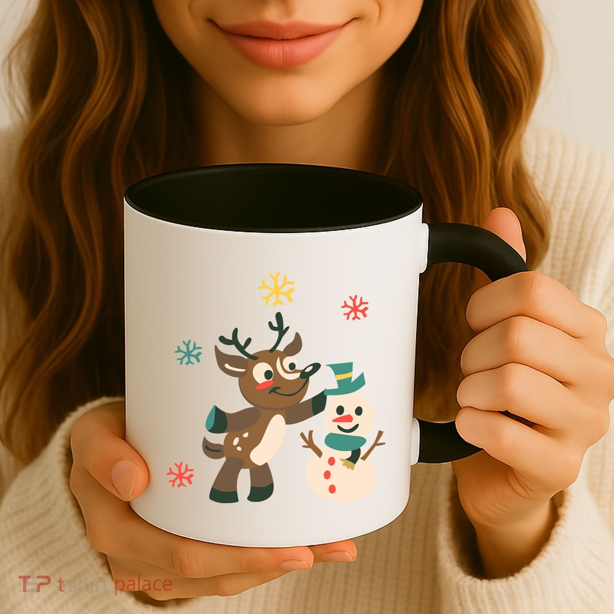 Cute Winter Reindeer Snowman Best Friends Coffee Mug
