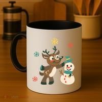 Cute Winter Reindeer Snowman Best Friends Coffee Mug thumb 4