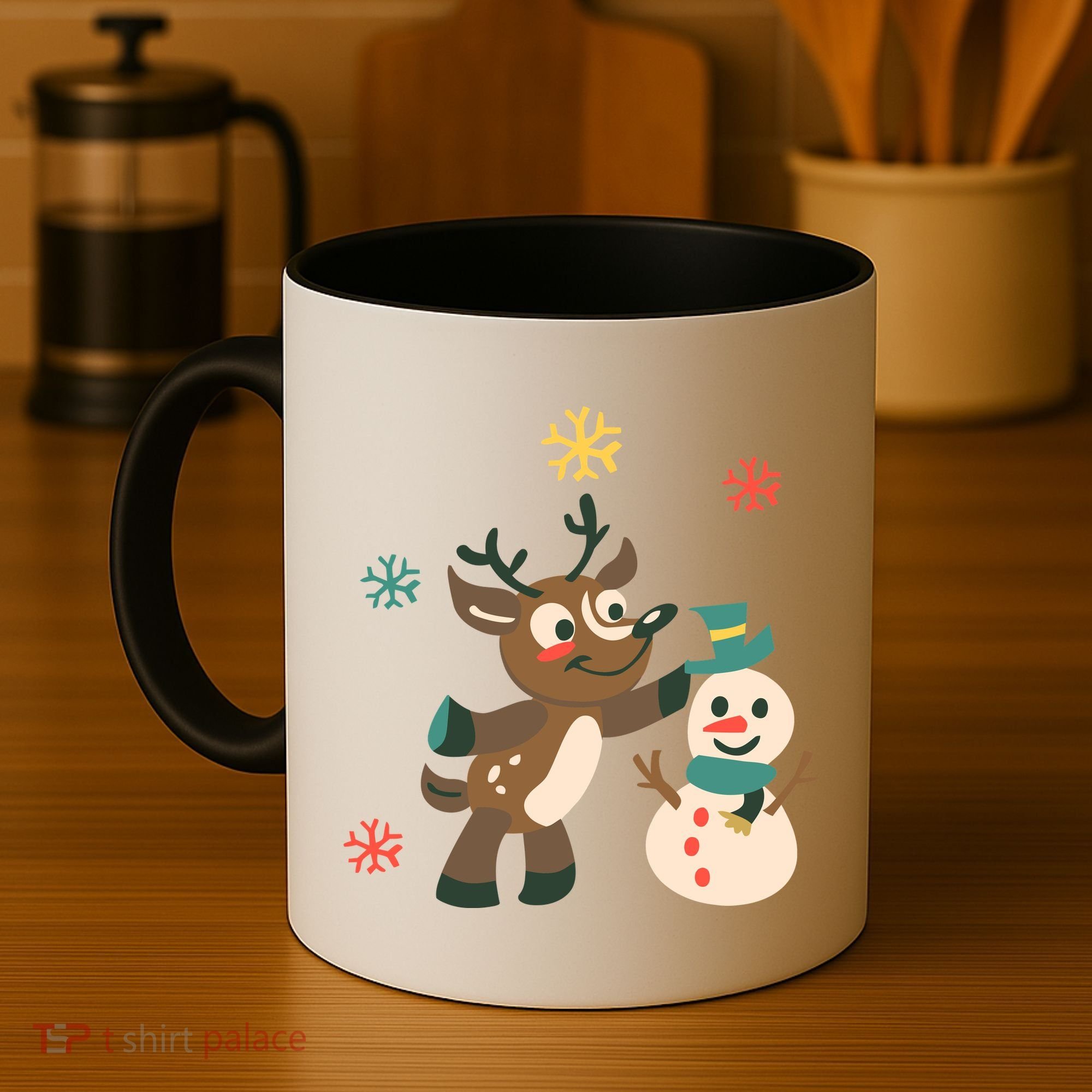 Cute Winter Reindeer Snowman Best Friends Coffee Mug