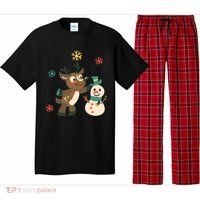 Cute Winter Reindeer Snowman Best Friends Pajama Set thumb 0