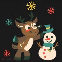 Cute Winter Reindeer Snowman Best Friends Women's Hoodie thumb 2