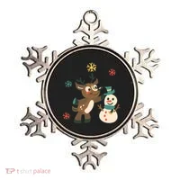 Cute Winter Reindeer Snowman Best Friends Ornament thumb 0