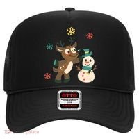 Cute Winter Reindeer Snowman Best Friends Hat thumb 0