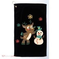 Cute Winter Reindeer Snowman Best Friends Golf Towel thumb 0