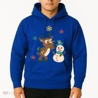 Cute Winter Reindeer Snowman Best Friends Hoodie thumb 2