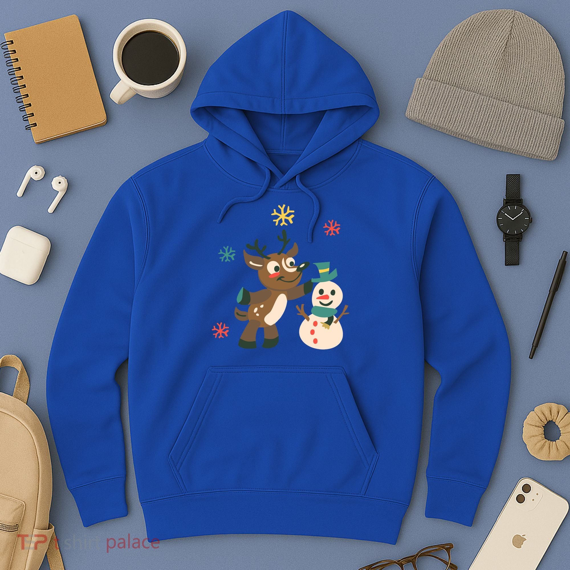 Cute Winter Reindeer Snowman Best Friends Hoodie