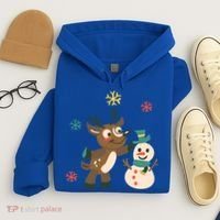 Cute Winter Reindeer Snowman Best Friends Hoodie thumb 4