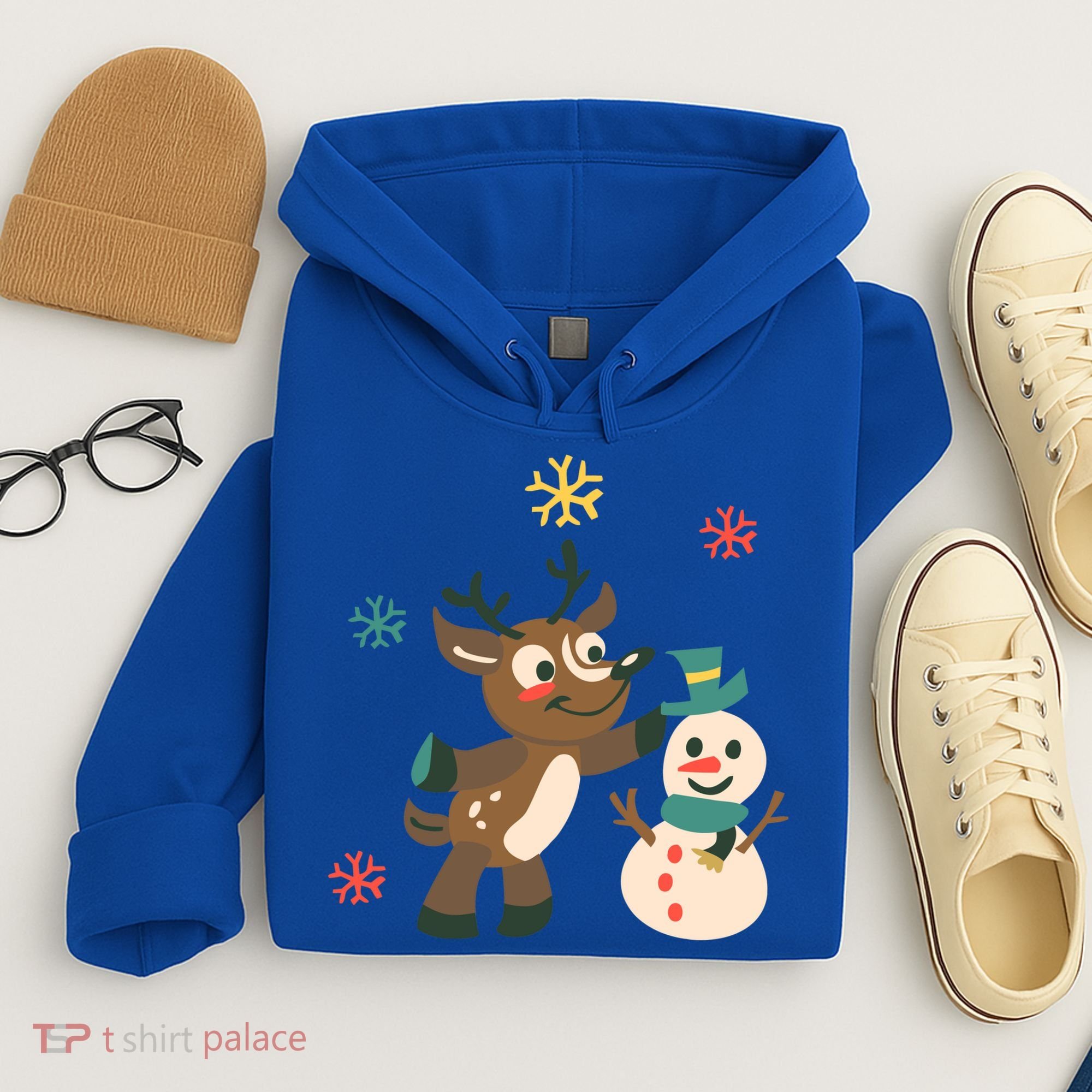 Cute Winter Reindeer Snowman Best Friends Hoodie