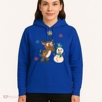 Cute Winter Reindeer Snowman Best Friends Hoodie thumb 5