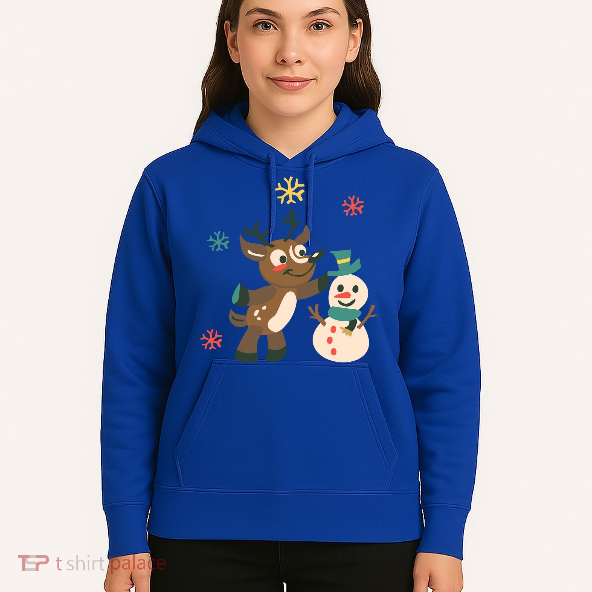 Cute Winter Reindeer Snowman Best Friends Hoodie
