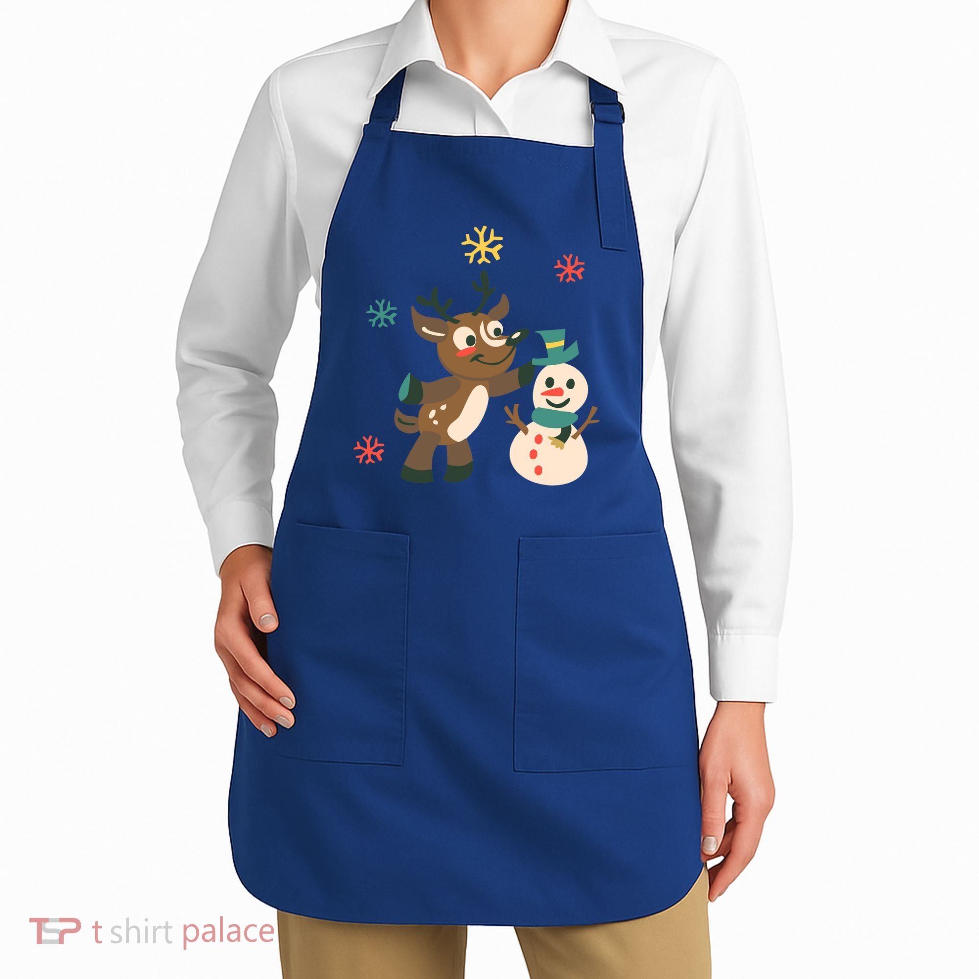 Cute Winter Reindeer Snowman Best Friends Apron