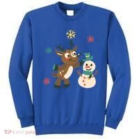Cute Winter Reindeer Snowman Best Friends Sweatshirt thumb 0