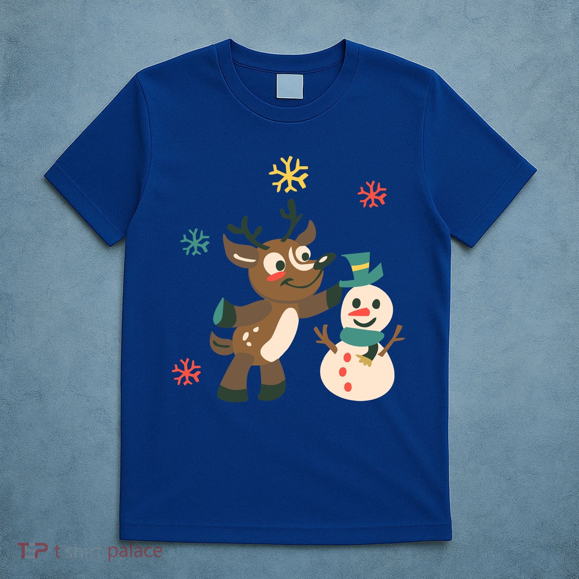 Cute Winter Reindeer Snowman Best Friends T-Shirt