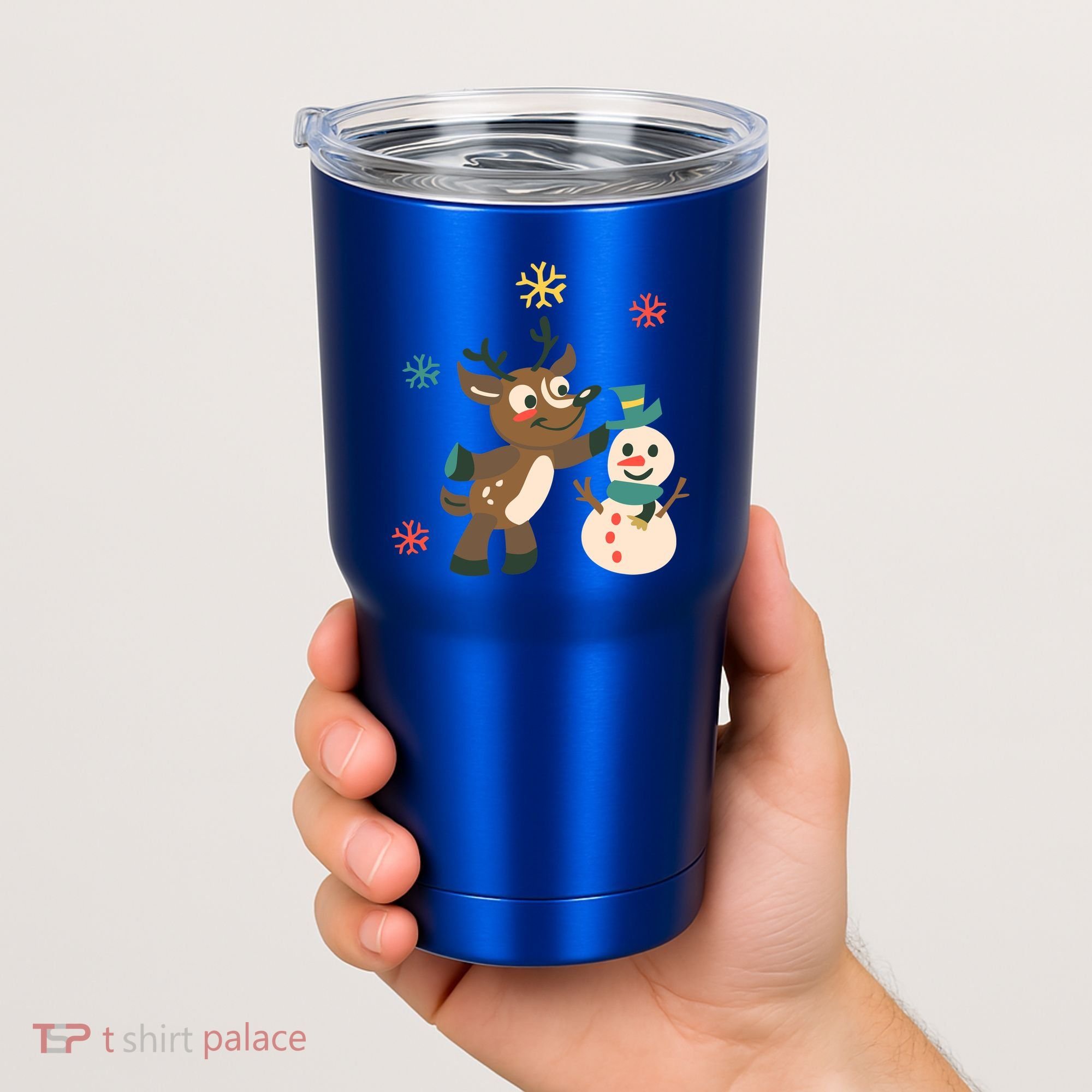 Cute Winter Reindeer Snowman Best Friends Tumbler