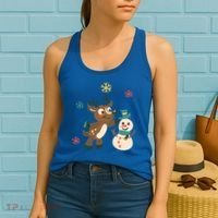 Cute Winter Reindeer Snowman Best Friends Women's Tank Top thumb 2