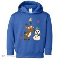 Cute Winter Reindeer Snowman Best Friends Toddler Hoodie thumb 0