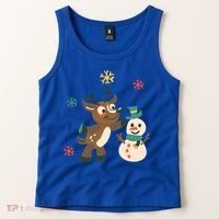 Cute Winter Reindeer Snowman Best Friends Tank Top thumb 2