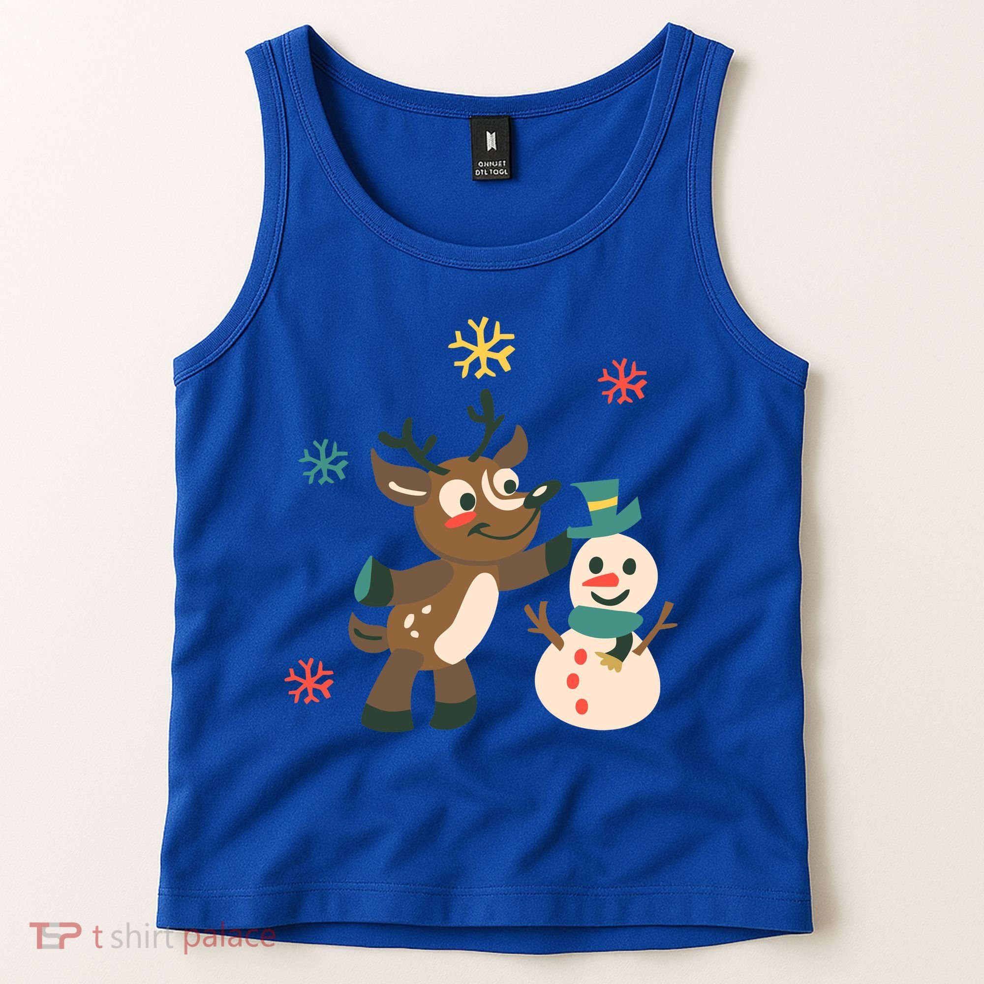 Cute Winter Reindeer Snowman Best Friends Tank Top