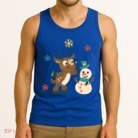 Cute Winter Reindeer Snowman Best Friends Tank Top thumb 3