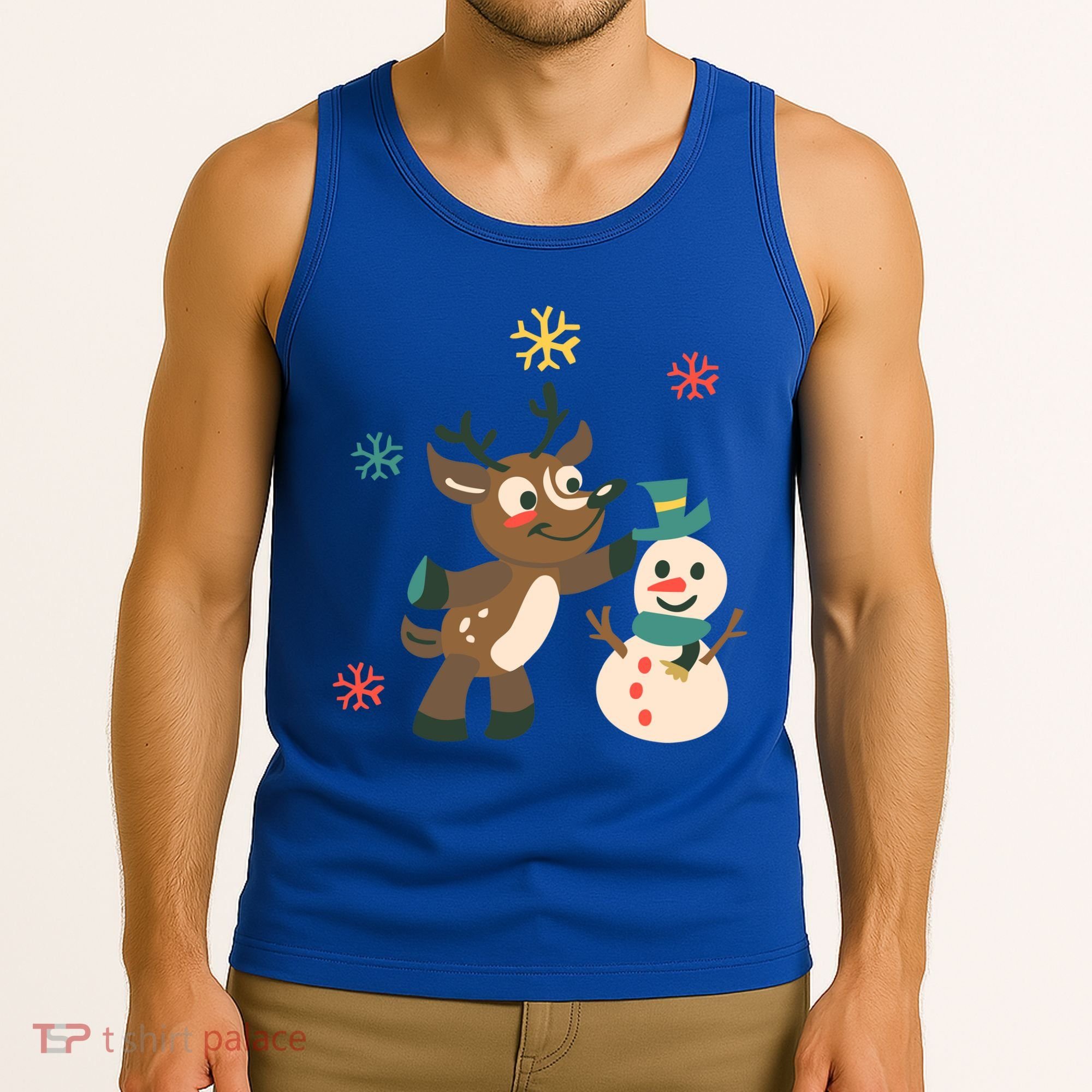 Cute Winter Reindeer Snowman Best Friends Tank Top