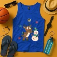 Cute Winter Reindeer Snowman Best Friends Tank Top thumb 4
