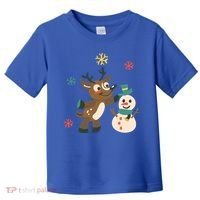 Cute Winter Reindeer Snowman Best Friends Toddler T-Shirt thumb 0