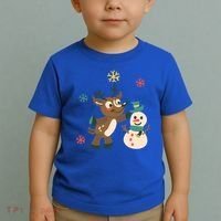 Cute Winter Reindeer Snowman Best Friends Toddler T-Shirt thumb 2