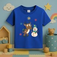 Cute Winter Reindeer Snowman Best Friends Toddler T-Shirt thumb 3