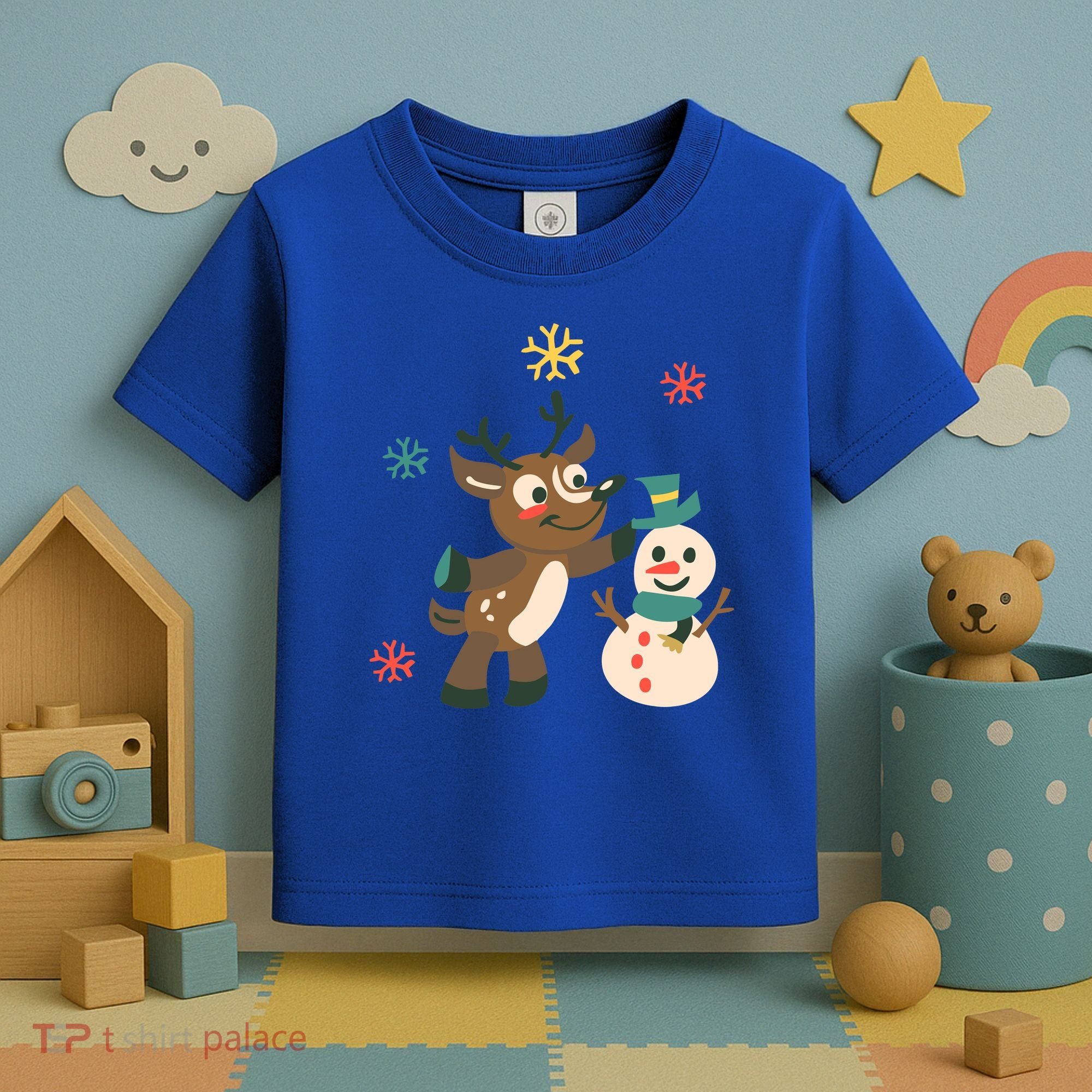 Cute Winter Reindeer Snowman Best Friends Toddler T-Shirt