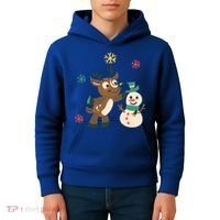 Cute Winter Reindeer Snowman Best Friends Kids Hoodie thumb 4