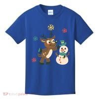 Cute Winter Reindeer Snowman Best Friends Kids T-Shirt thumb 0