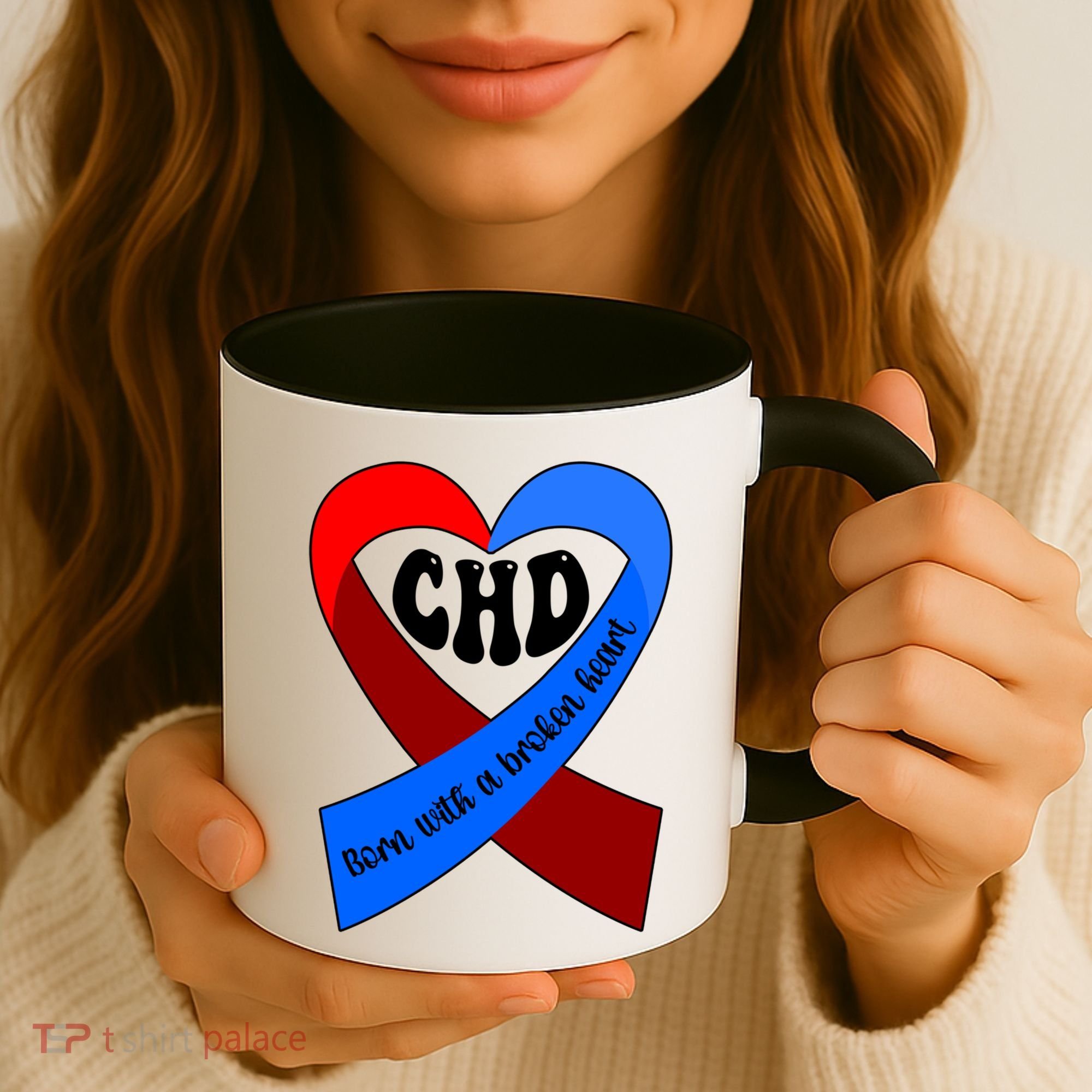 Chd Warrior Ribbon Congenital Heart Disease Awareness Gift Coffee Mug