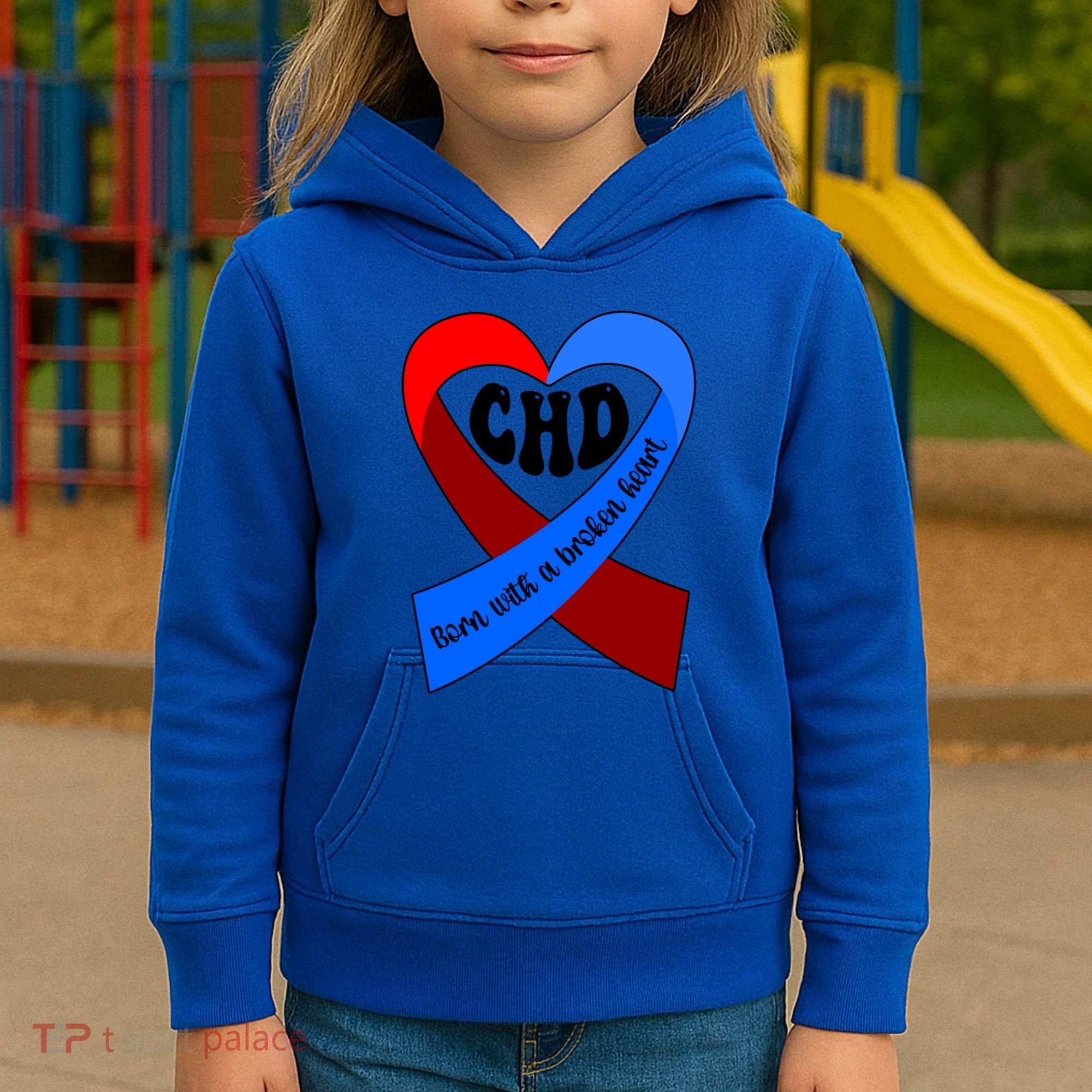 Chd Warrior Ribbon Congenital Heart Disease Awareness Gift Kids Hoodie