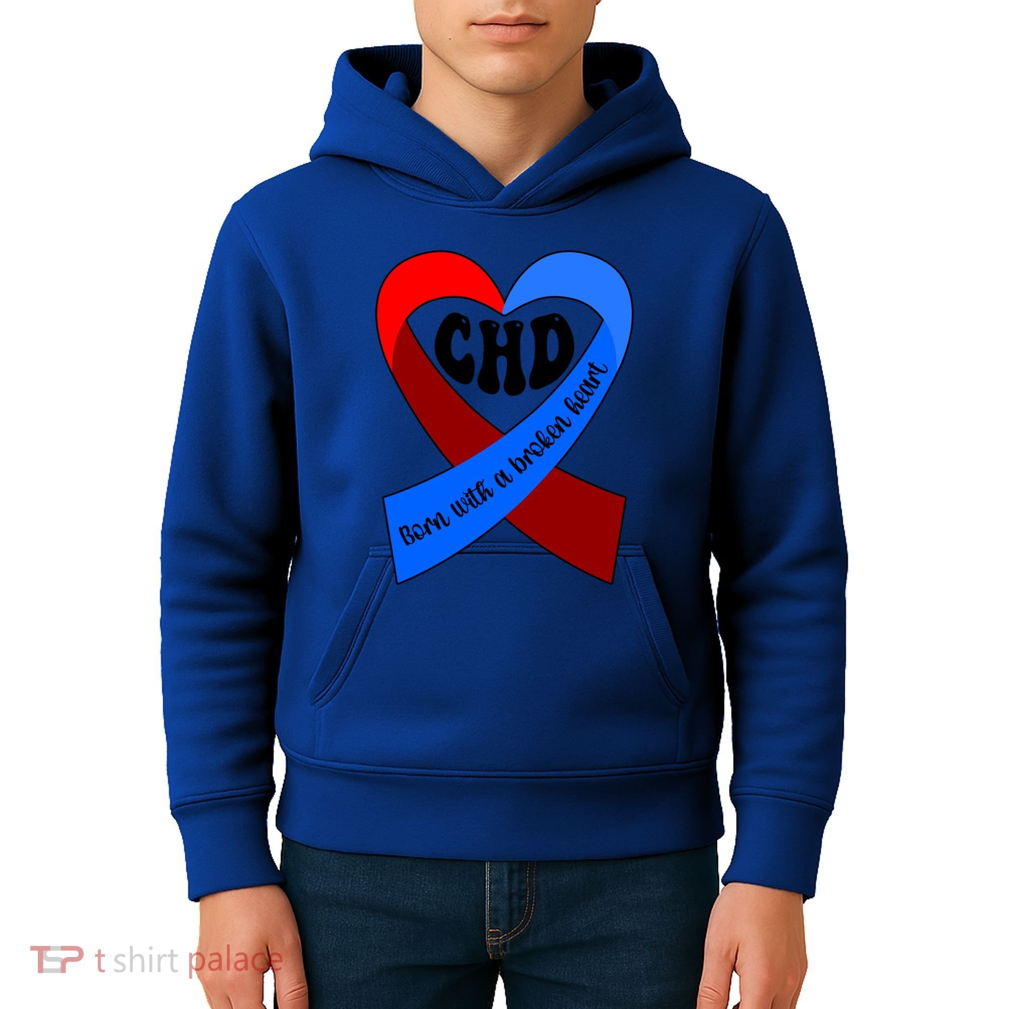 Chd Warrior Ribbon Congenital Heart Disease Awareness Gift Kids Hoodie