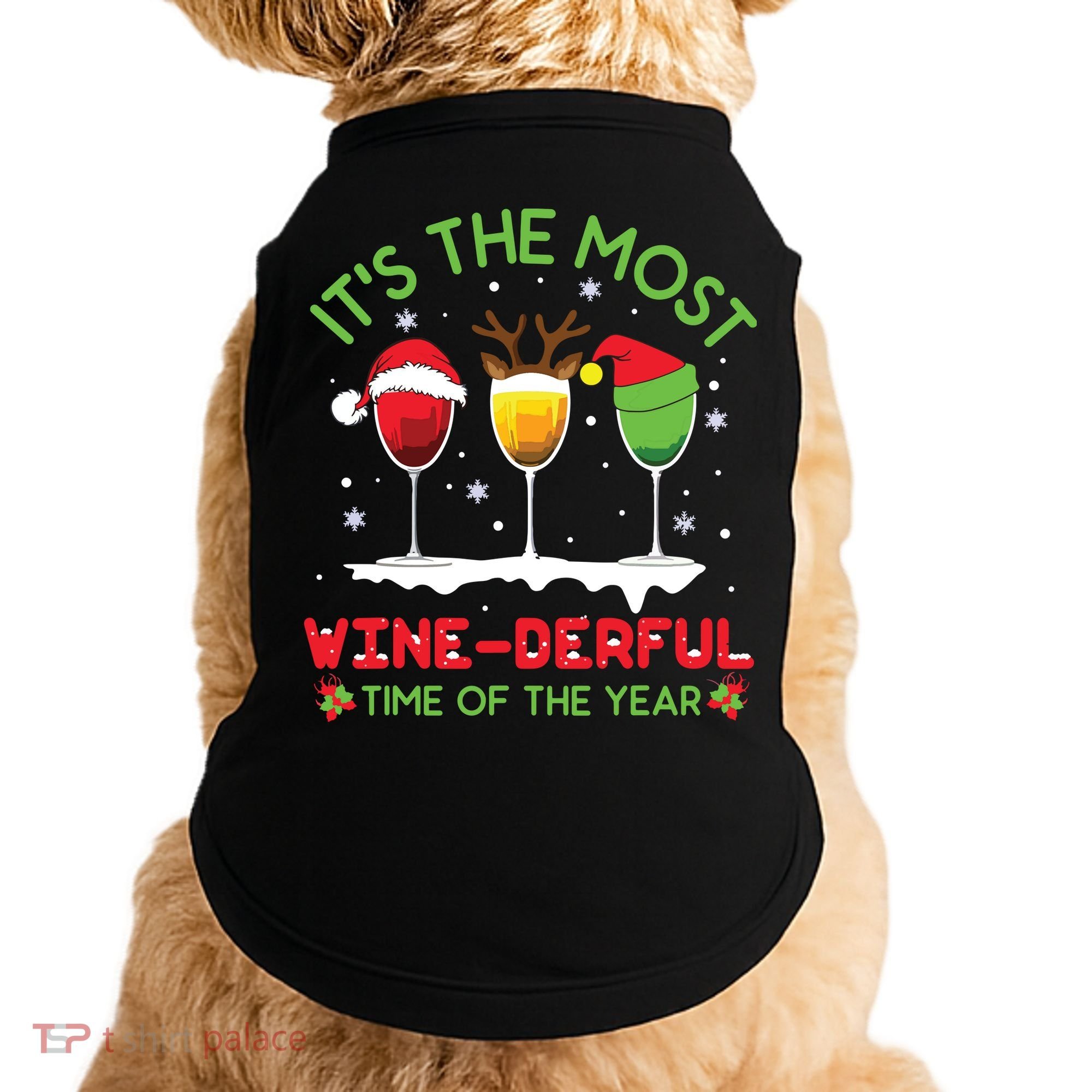 Christmas Wine Shirts Xmas Alcohol Pajama PJ Tops Doggie Tank