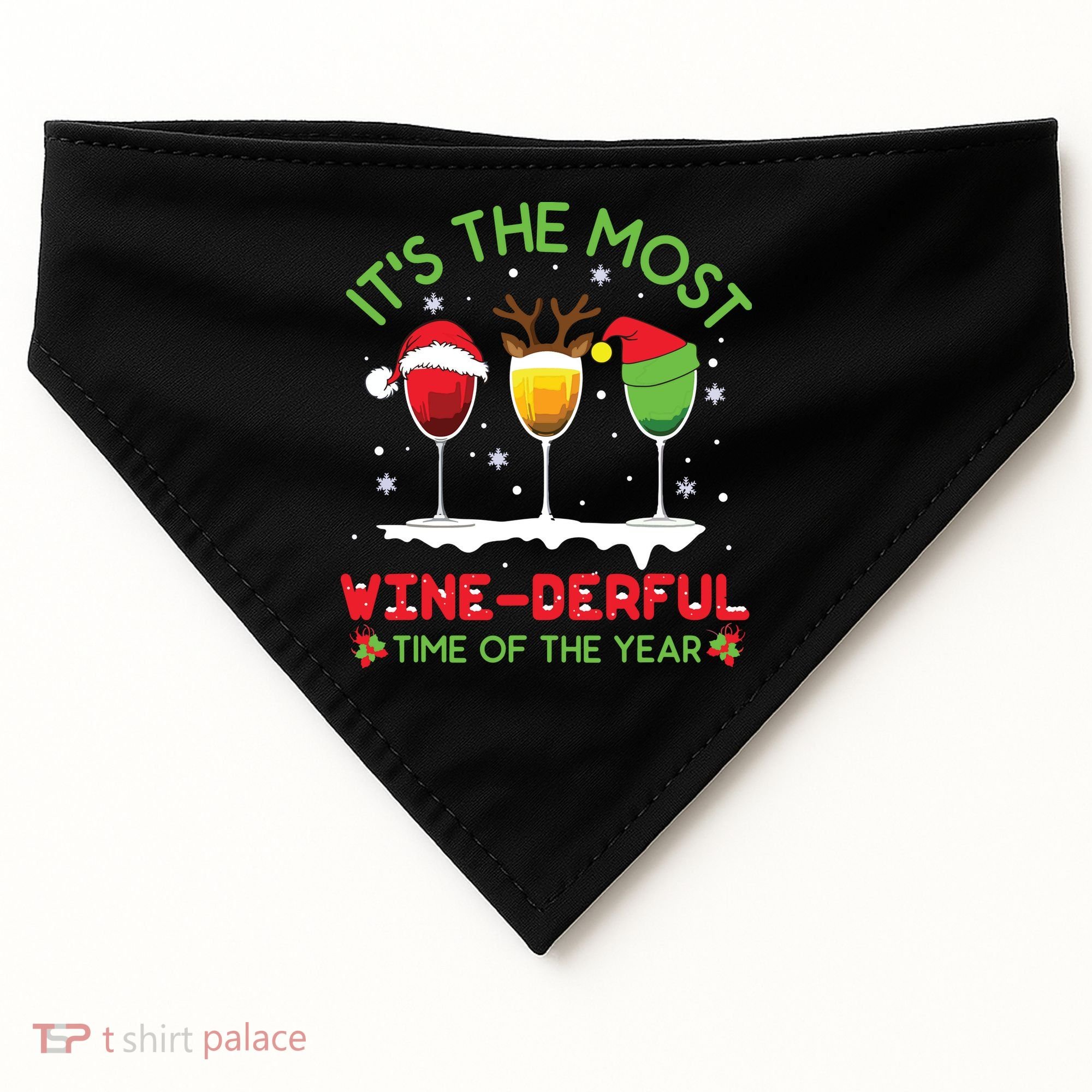 Christmas Wine Shirts Xmas Alcohol Pajama PJ Tops USA-Made Doggie Bandana