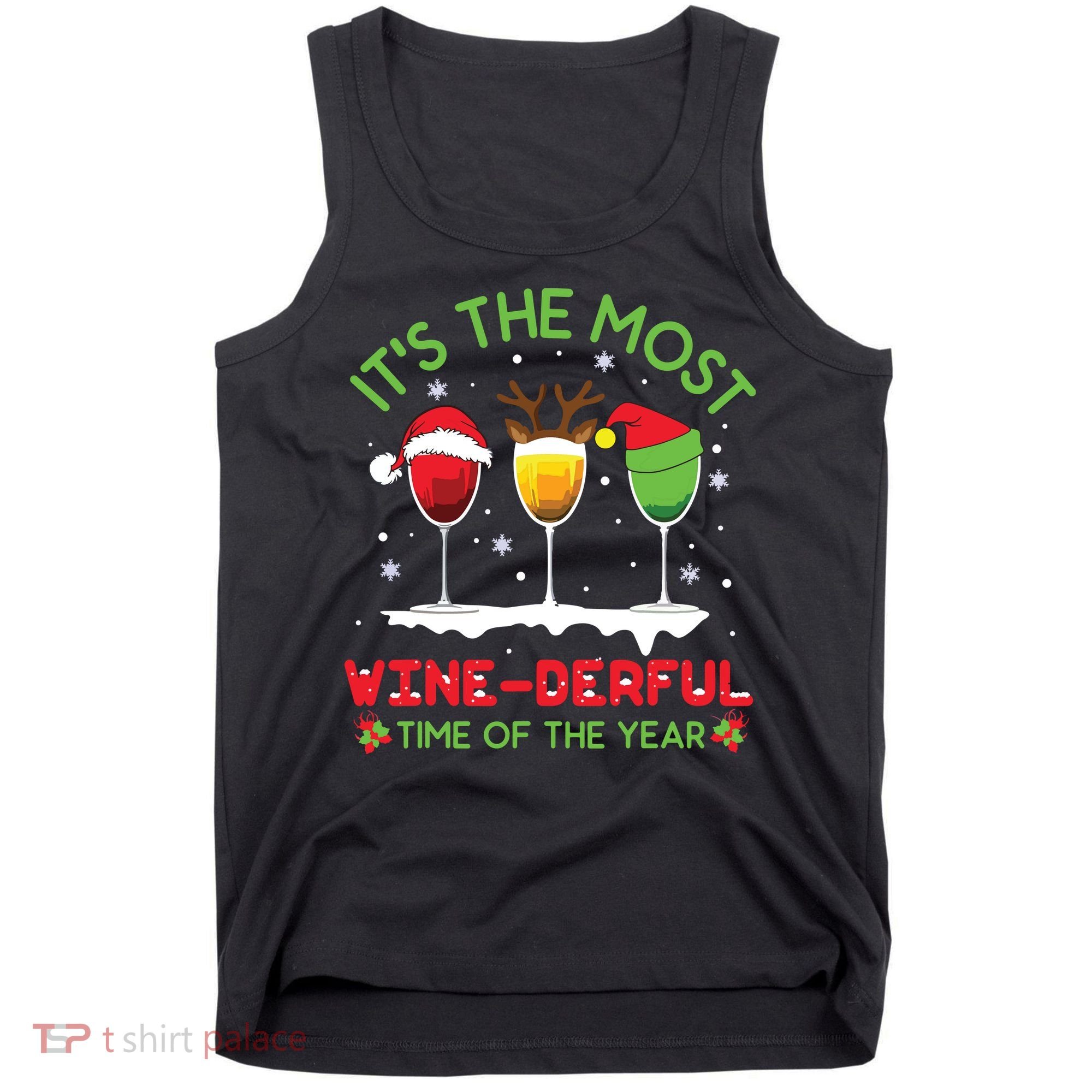 Christmas Wine Shirts Xmas Alcohol Pajama PJ Tops Tank Top