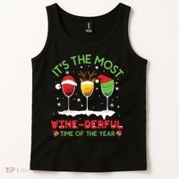 Christmas Wine Shirts Xmas Alcohol Pajama PJ Tops Tank Top thumb 2