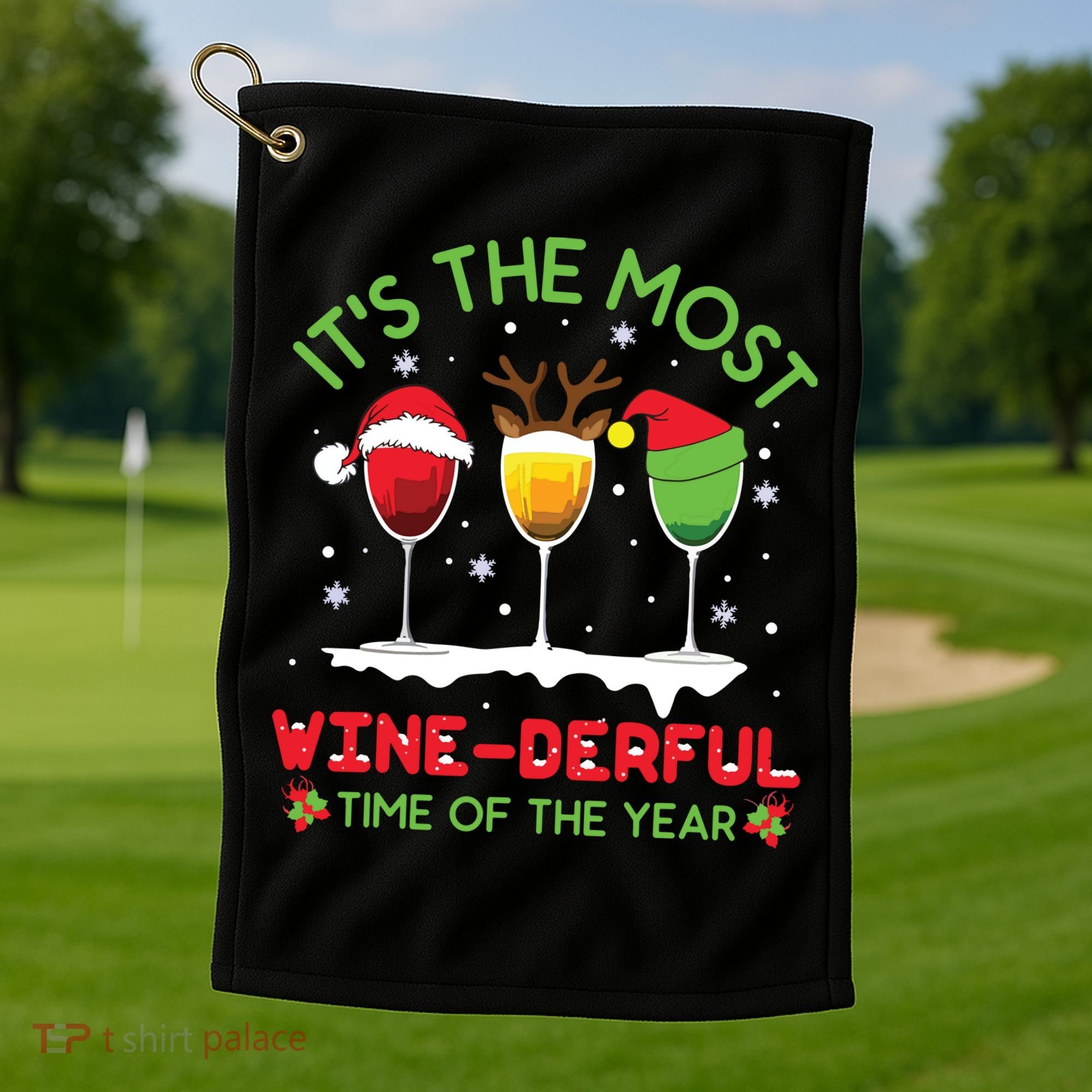 Christmas Wine Shirts Xmas Alcohol Pajama PJ Tops Golf Towel