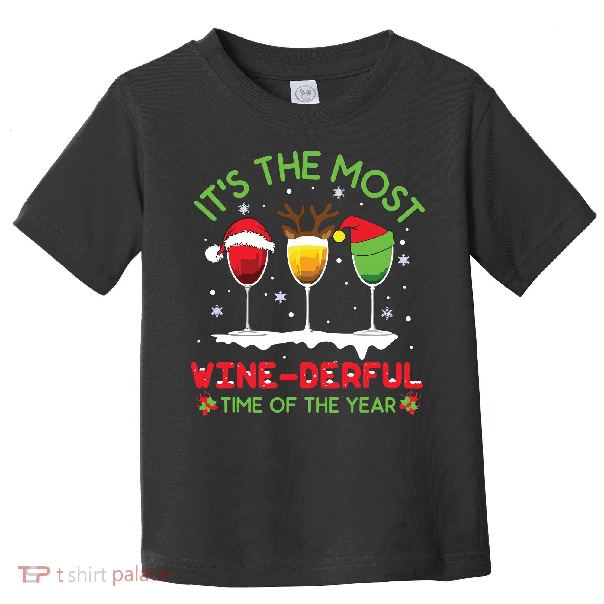 Christmas Wine Shirts Xmas Alcohol Pajama PJ Tops Toddler T-Shirt