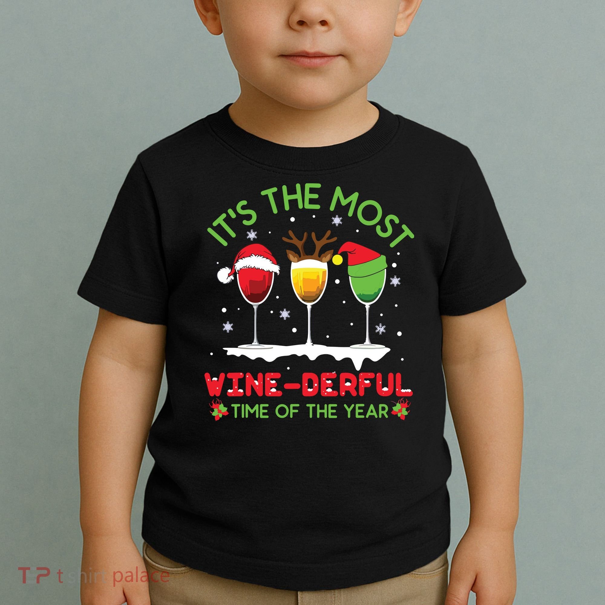 Christmas Wine Shirts Xmas Alcohol Pajama PJ Tops Toddler T-Shirt