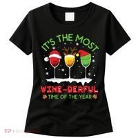 Christmas Wine Shirts Xmas Alcohol Pajama PJ Tops Women's T-Shirt thumb 0