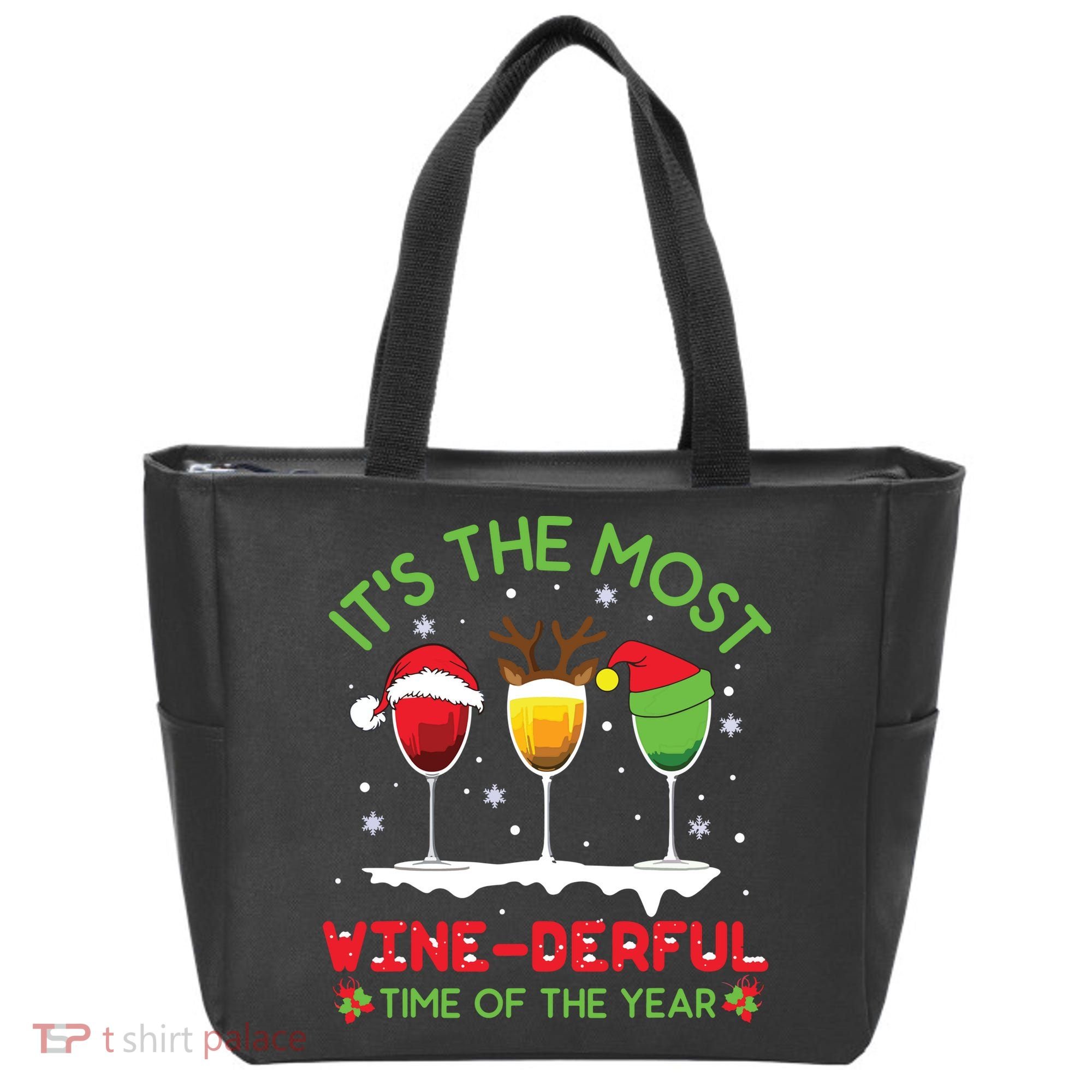 Christmas Wine Shirts Xmas Alcohol Pajama PJ Tops Tote Bag